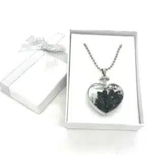 Heart-Shaped Black Onyx Pendant Necklace with Gift Box