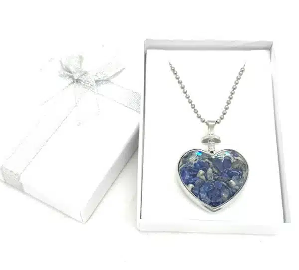 Heart-Shaped Lapis Lazuli Pendant Necklace with Gift Box