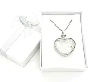 Heart-Shaped Rock Quartz Pendant Necklace with Gift Box