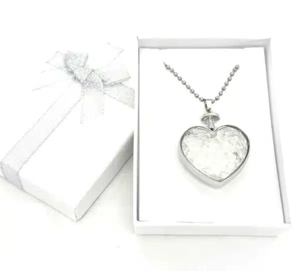 Heart-Shaped Rock Quartz Pendant Necklace with Gift Box