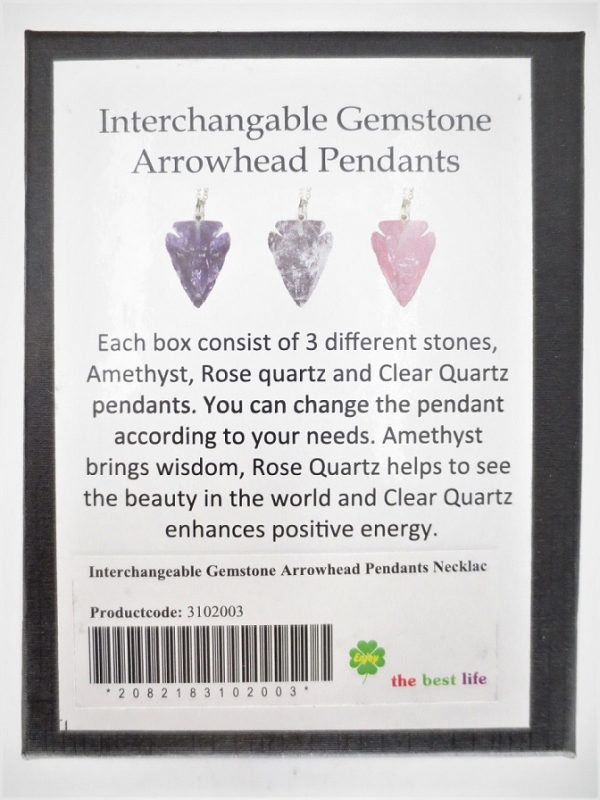 Interchangeable Gemstone Arrowhead Pendants Set of 3 Pieces