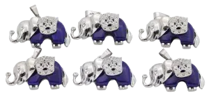 Lapis Lazuli Elephant Gemstone Pendants (Set of 6 Pieces)
