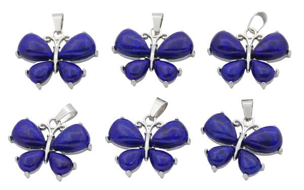Lapis Lazulil Butterfly Gemstone Pendants (Set of 6 Pieces)