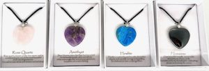 Mixed Gemstone Heart Pendants Necklace With Diamond Set of 4 pieces
