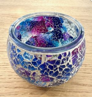 Mosaic Glass Tealight Candle Holders - Aurora Glow