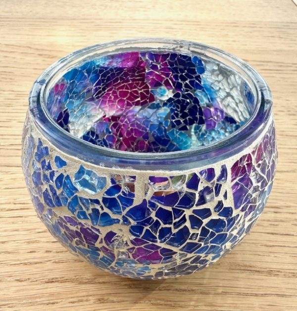 Mosaic Glass Tealight Candle Holders - Aurora Glow