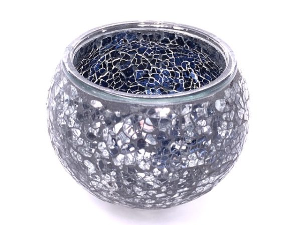 Mosaic Glass Tealight Candle Holders - Black