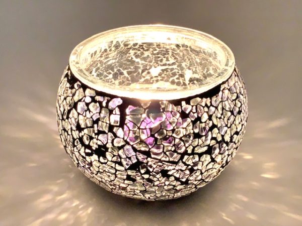 Mosaic Glass Tealight Candle Holders - Black