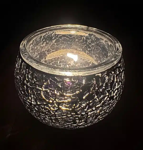 Mosaic Glass Tealight Candle Holders - Black