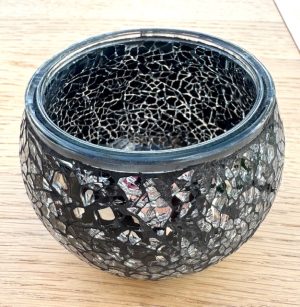 Mosaic Glass Tealight Candle Holders - Black