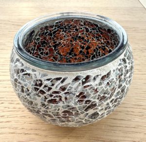 Mosaic Glass Tealight Candle Holders - Black Silver