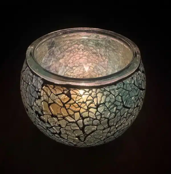 Mosaic Glass Tealight Candle Holders - Jade