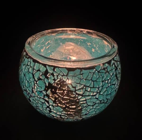 Mosaic Glass Tealight Candle Holders - Ocean Gold