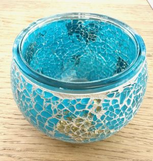 Mosaic Glass Tealight Candle Holders - Ocean Gold