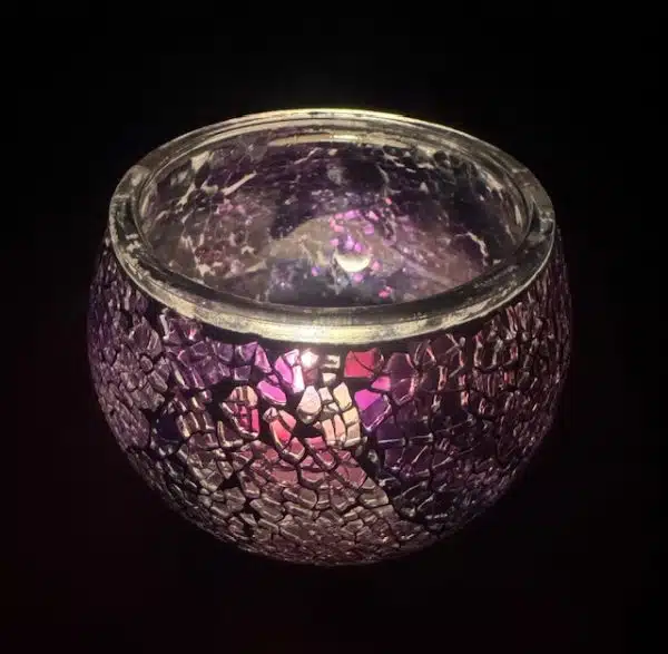 Mosaic Glass Tealight Candle Holders - Purple