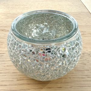 Mosaic Glass Tealight Candle Holders - Silver Gray