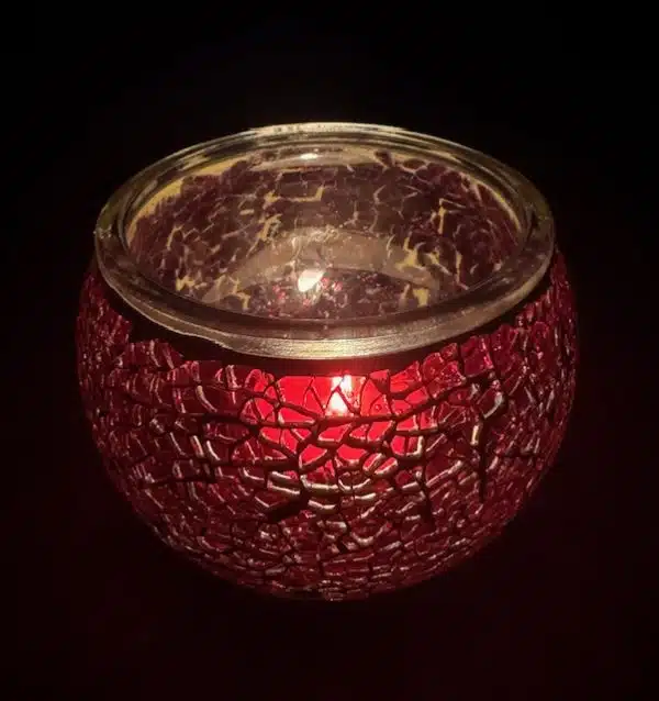 Mosaic Glass Tealight Candle Holders - Wine Red