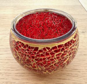 Mosaic Glass Tealight Candle Holders - Wine Red