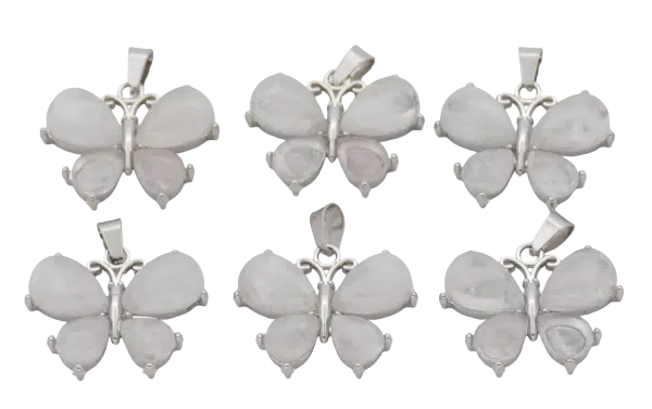 Rock Crystal Butterfly Gemstone Pendants (Set of 6 Pieces)