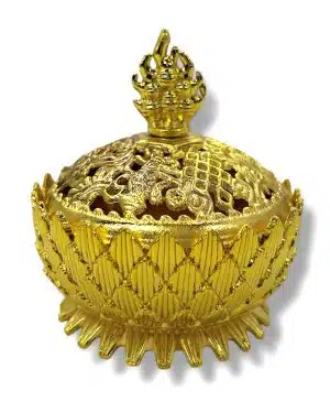 Wholesale - Tibetan Lotus Incense (grain) Burner Brass Large Gold