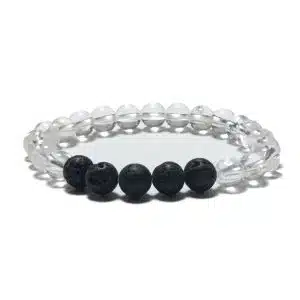 8mm Bracelet without Gift Box - Rock Crystal and Lava Stone