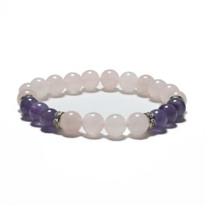 8mm Bracelet without Gift Box - Rose Quartz and Diamond