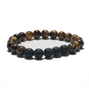 8mm Bracelet without Gift Box - Tiger Eye and Lava Stone