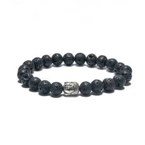 8mm Buddha Bracelet without Box - Lava Stone