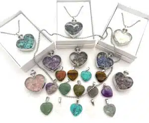 Love Heart Gemstone Pendants