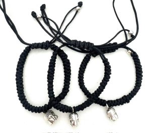 Adjustable Happy Buddha Bracelets II - Black 12 pieces