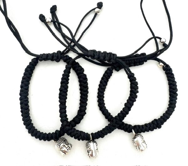 Adjustable Happy Buddha Bracelets II - Black 12 pieces