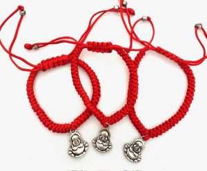 Adjustable Happy Buddha Bracelets - Red 12 pieces