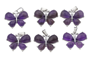Amethyst Butterfly Gemstone Pendants (Set of 6 Pieces)
