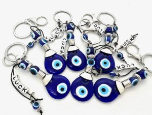 Blue Evil Eye Keychain 'Luck' Set of 6