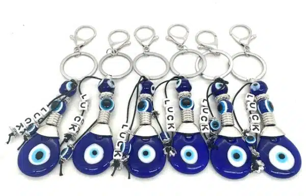 Blue Evil Eye Keychain 'Luck' Set of 6