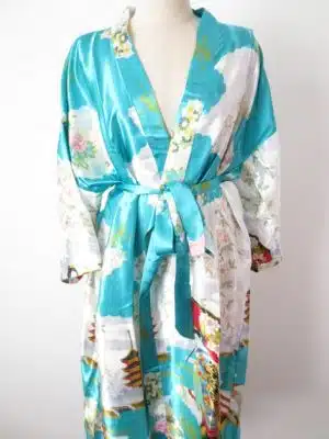 Japanese kimono long turquoise