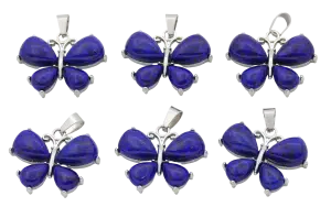 Lapis Lazulil Butterfly Gemstone Pendants (Set of 6 Pieces)