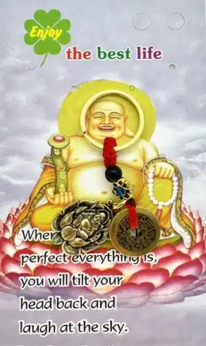 Lucky Coins Buddha on Lotus Keychain (Gold)