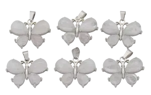 Rock Crystal Butterfly Gemstone Pendants (Set of 6 Pieces)