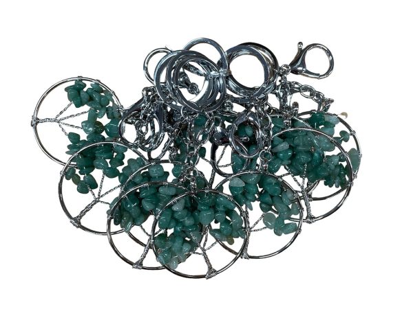 Tree of Life Keychains with Aventurine Gemstones