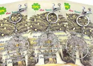 Tree of Life Keychains with Rock Crystal Gemstones