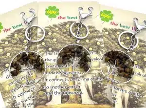 Tree of Life Keychains with Tiger Eye Gemstones