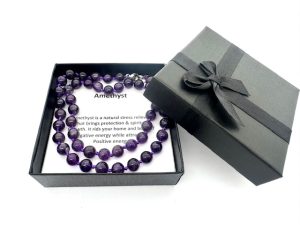 Wholesale 8 mm Amethyst Beaded Necklace (with Box)