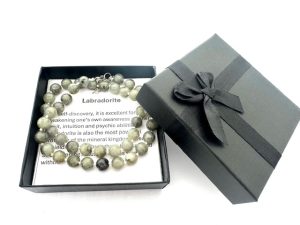 Wholesale 8 mm Labradorite Beaded Necklace (with Box)