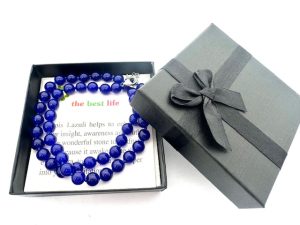 Wholesale 8 mm Lapis Lazuli Beaded Necklace (with Box)