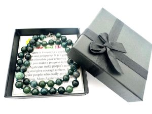 Wholesale 8 mm Moss Agate Beaded Necklace (with Box)