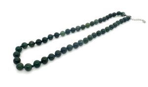 Wholesale 8 mm Moss Agate Beaded Necklace (without Box)