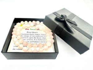 Wholesale 8 mm Rose Quartz Beaded Necklace (with Box)