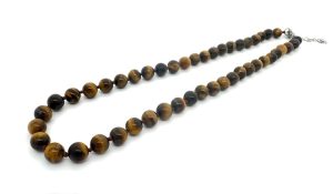 Wholesale 8 mm Tiger’s Eye Beaded Necklace (without box)