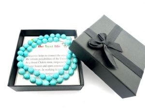 Wholesale 8 mm Turquoise Beaded Necklace (with Box)